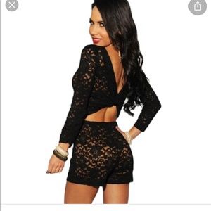 Lace nude illusion romper